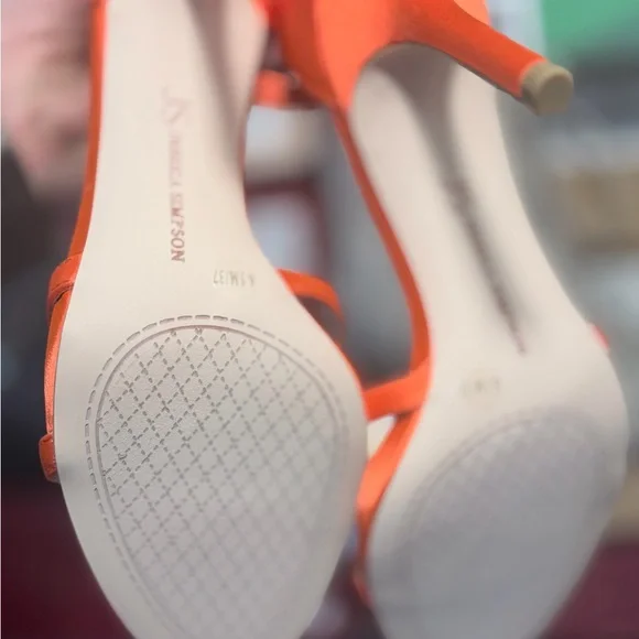 New in Box Jessica Simpson Vibrant Tangerine Heels Sandals Size 6.5 - Picture 6 of 7